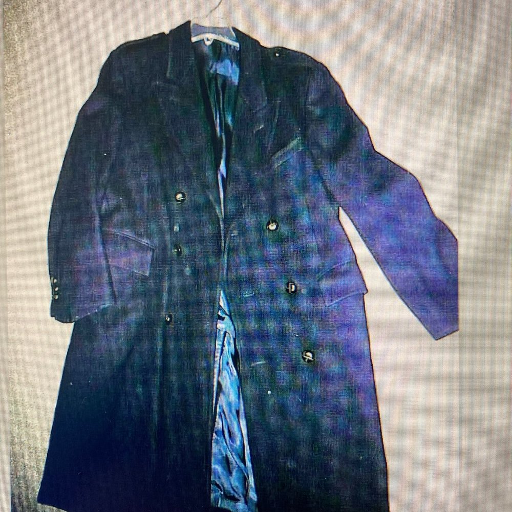 vintage jordache double breasted dress coat dark blue size 40 R slim